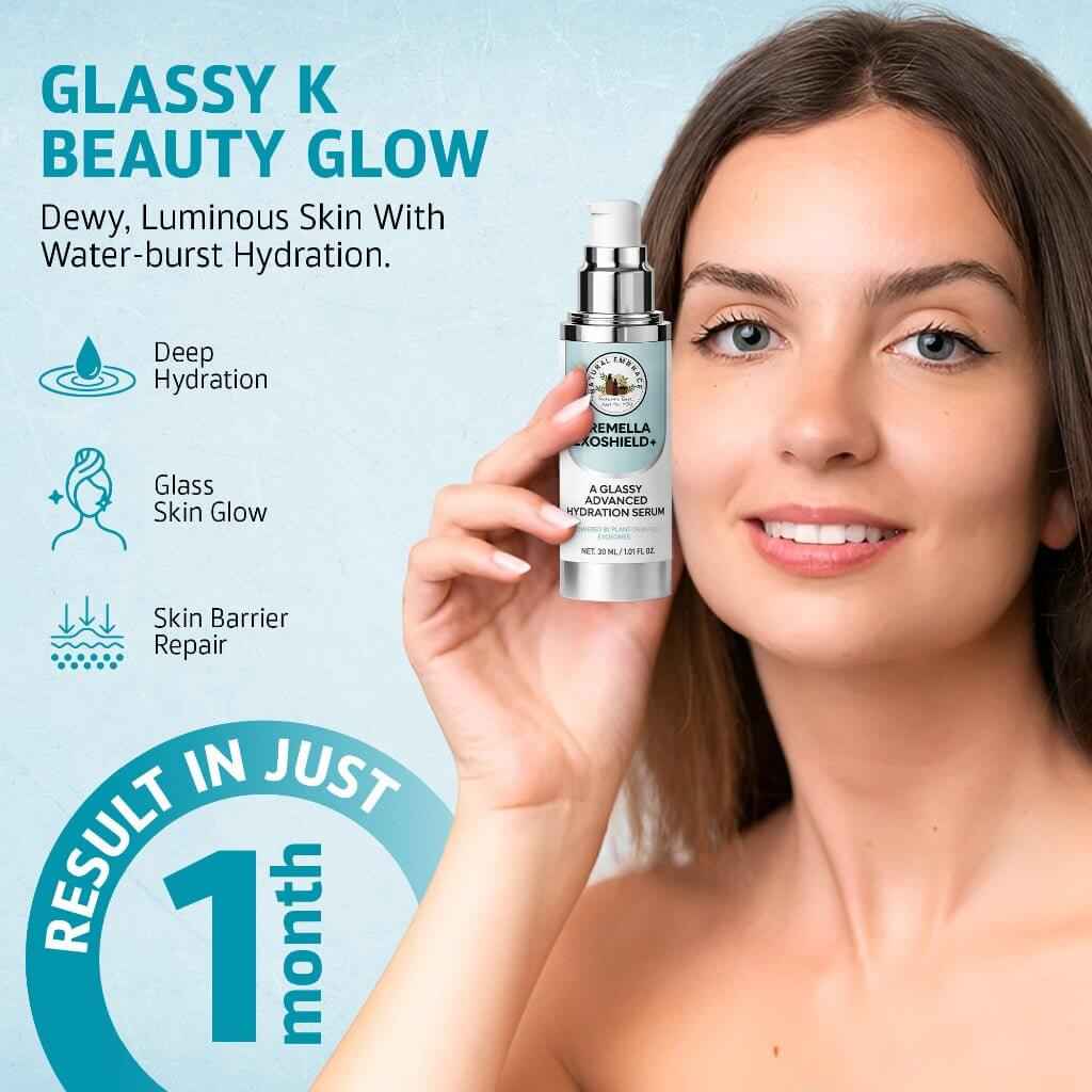 Natural Embrace Tremella Exoshield+ 3-in-1 | Hydrating Lift Serum, Exosome Glow Booster & Glass Skin Primer For sensitive and normal skins