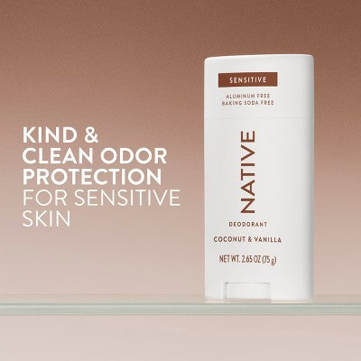 Native Sensitive Solid Deodorant for Women & Men Coconut & Vanilla 2.65oz - Imperfect Container